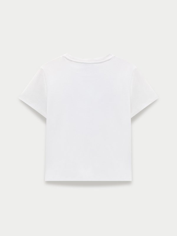 Pomelo Pomelo Floral Motif Embroidered Graphic Tee - White