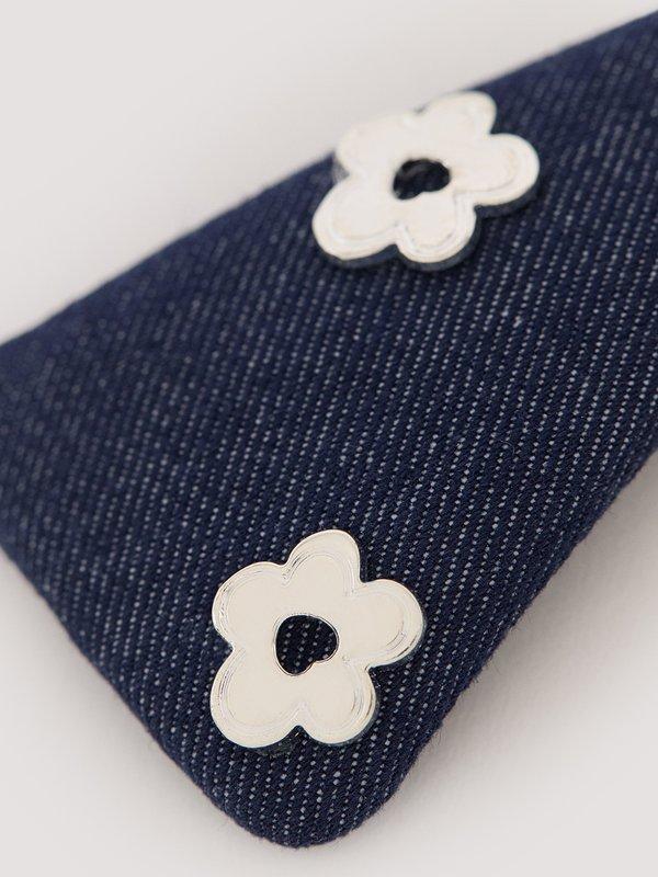 Pomelo Pomelo Flower Hair Clip - Black/Metallic Silver