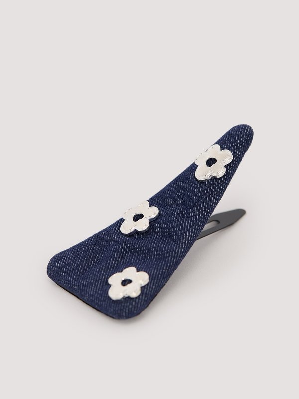 Pomelo Pomelo Flower Hair Clip - Black/Metallic Silver