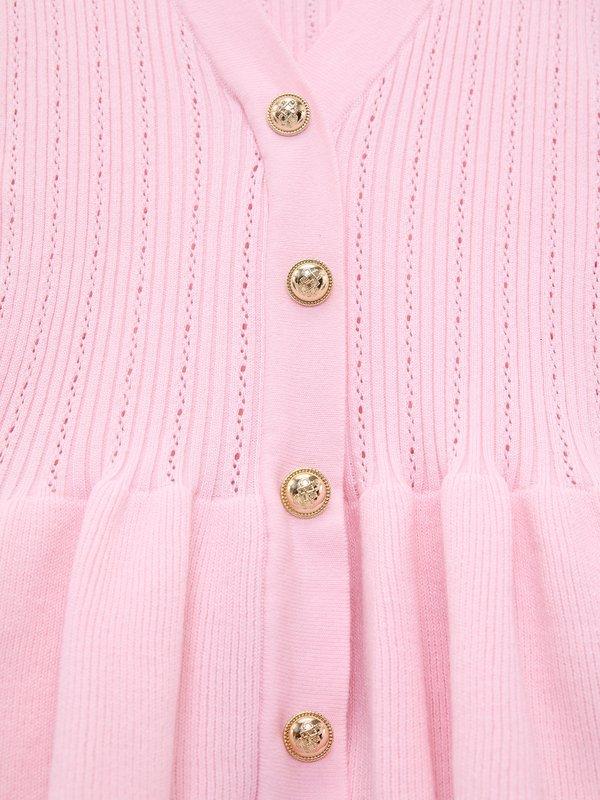 Pomelo Pomelo Frill-Trim Peplum Cardigan - Light Pink