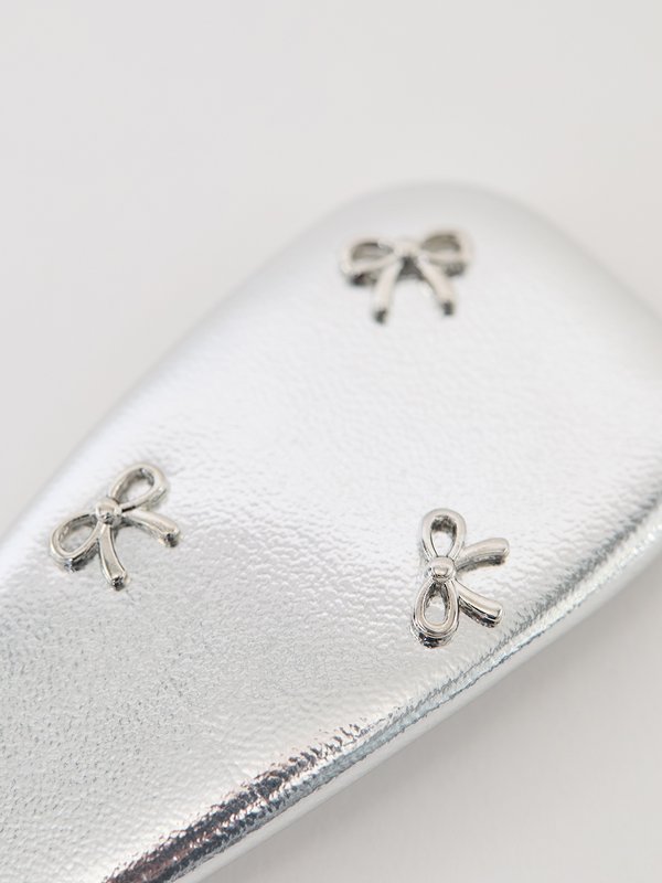 Pomelo Pomelo Hair Clip With Bow Details - Silver Grey