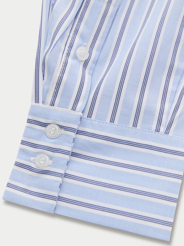 Pomelo Pomelo Heart Embroidered Striped Shirt - Baby Blue
