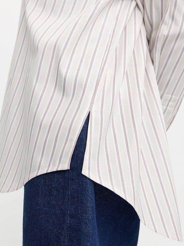 Pomelo Pomelo Heart Embroidered Striped Shirt - Brown