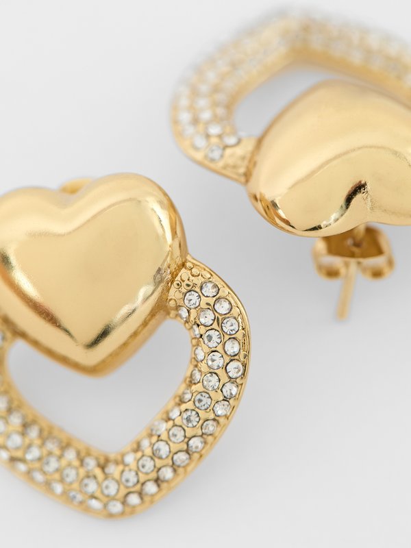 Pomelo Pomelo Heart Rhinestone Earrings - Multi Color