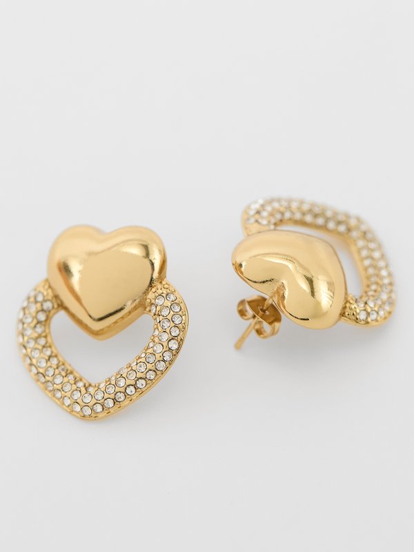 Pomelo Pomelo Heart Rhinestone Earrings - Multi Color