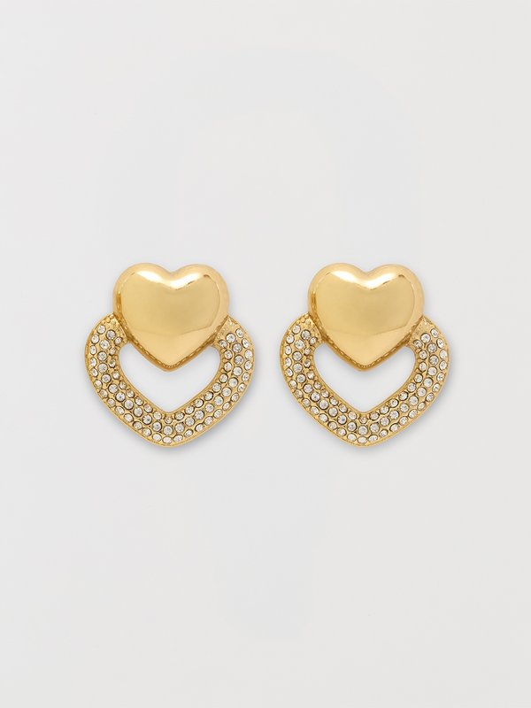 pomelo Pomelo Heart Rhinestone Earrings - Multi Color