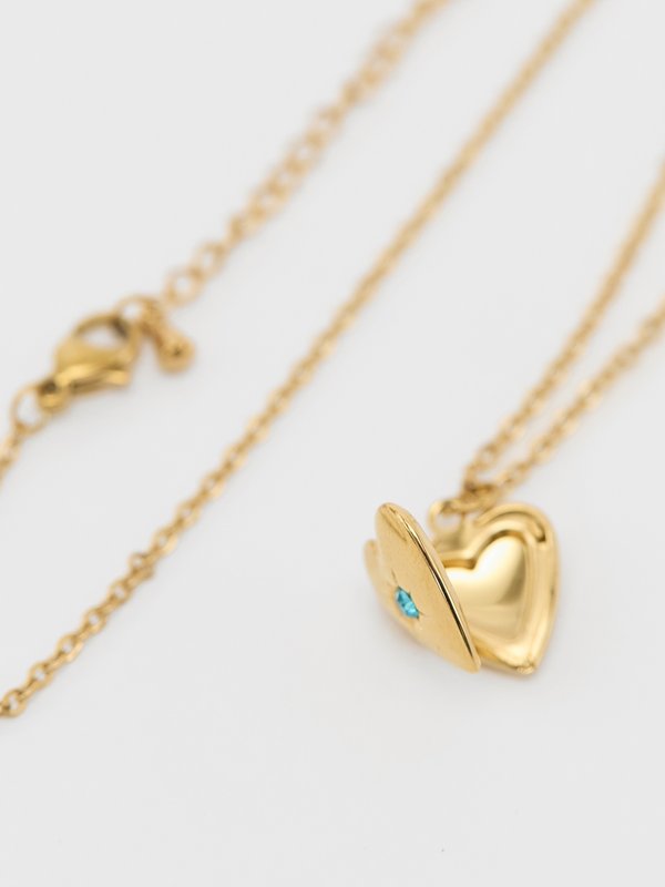 Pomelo Pomelo Heart Rhinestone Necklace - Multi Color