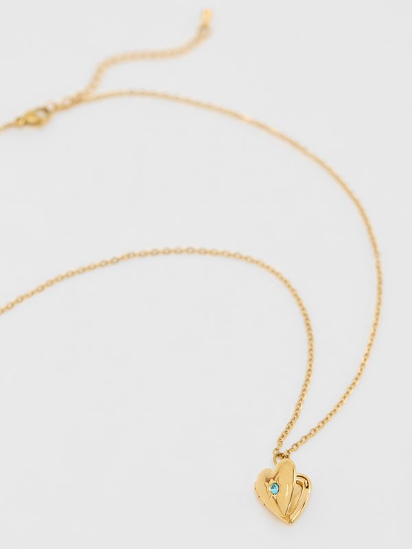 Pomelo Pomelo Heart Rhinestone Necklace - Multi Color