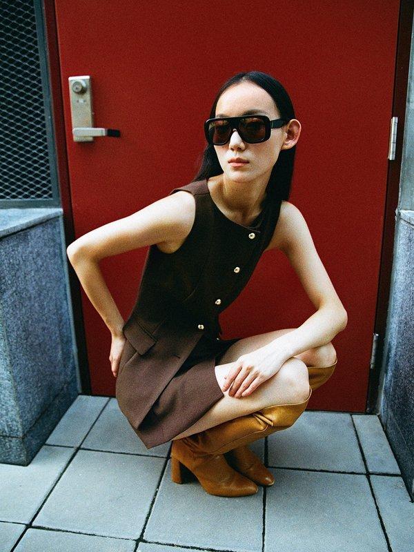 Pomelo Pomelo High-Waist Wrap-Front Mini Skirt - Brown