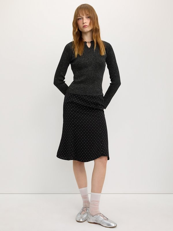 pomelo Pomelo Long Sleeve Knitted Top - Glitter Black