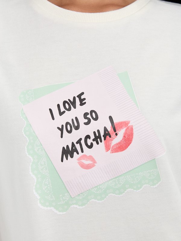 Pomelo Pomelo Love You So Matcha Graphic Tee - Off-White