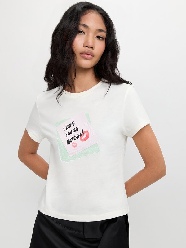 pomelo Pomelo Love You So Matcha Graphic Tee - Off-White