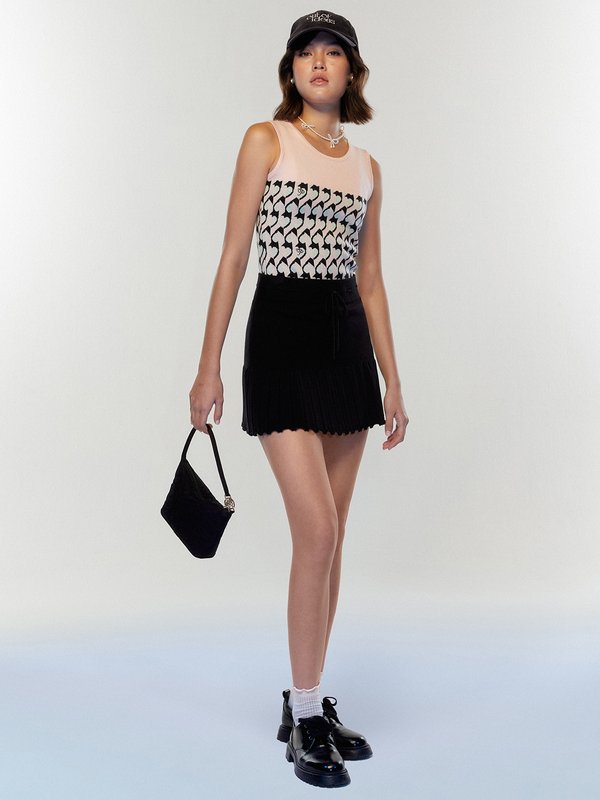 Pomelo Pomelo Monogram Heart Printed Knitted Sleeveless Top - Multi Color