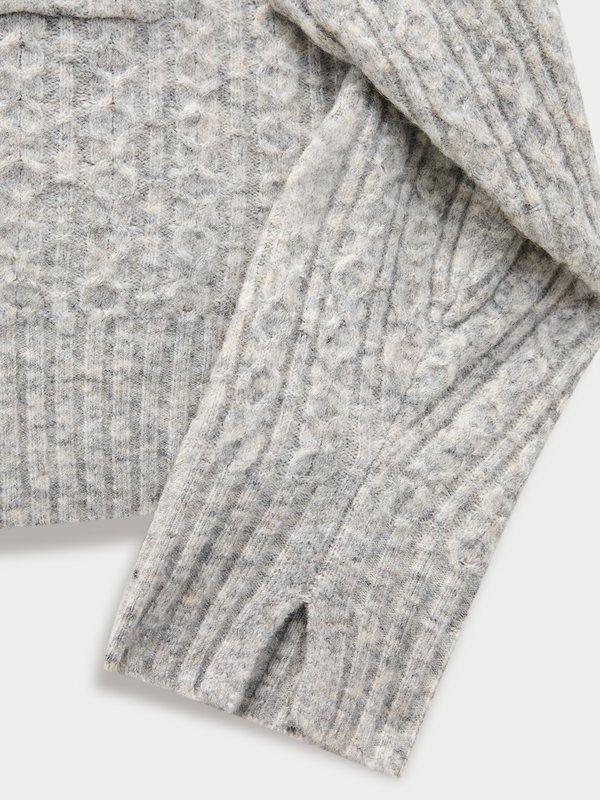 Pomelo Pomelo Oversized Cable Knit Cardigan - Light Grey