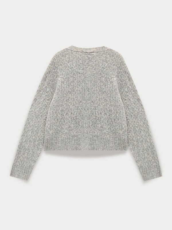 Pomelo Pomelo Oversized Cable Knit Cardigan - Light Grey