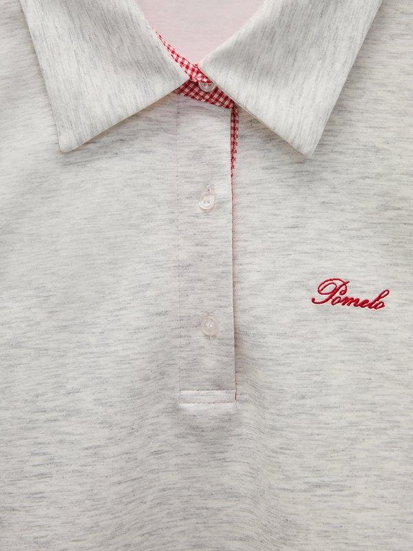 Pomelo Pomelo Oversized Cropped Polo Top - Light Grey