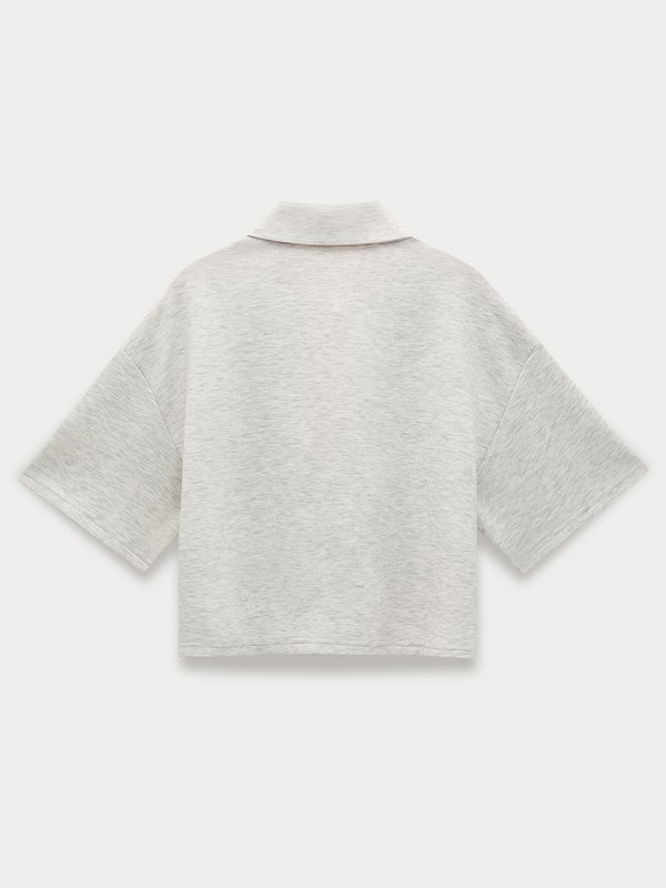 Pomelo Pomelo Oversized Cropped Polo Top - Light Grey