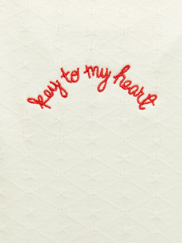 Pomelo Pomelo Pawmelo Dog And Cat Embroidery Top - Off-White