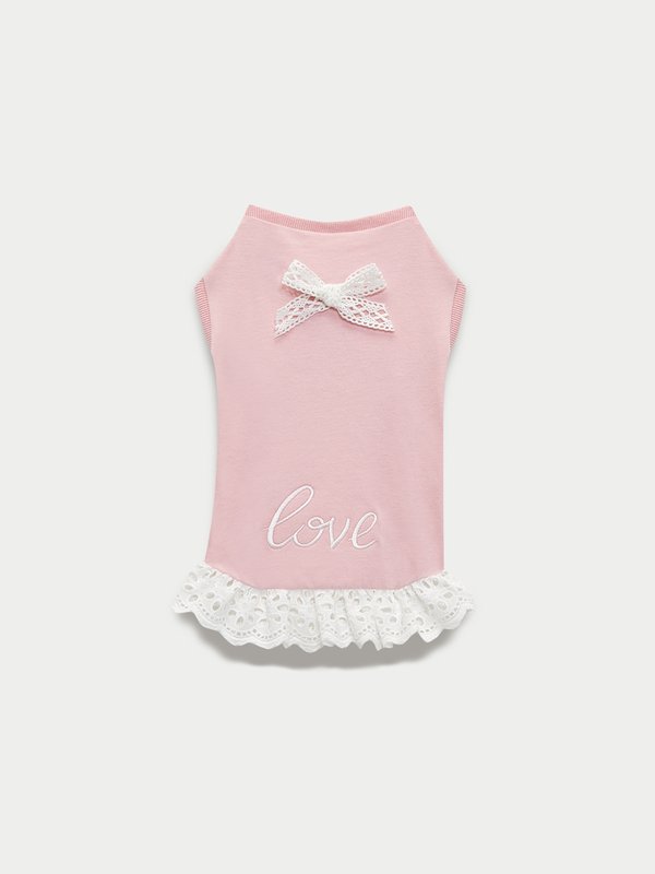 Pomelo Pomelo Pawmelo Dog And Cat Lace Trim Top - Pink