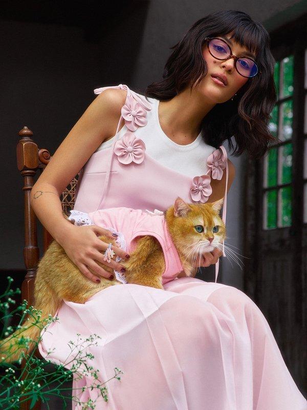 Pomelo Pomelo Pawmelo Dog And Cat Lace Trim Top - Pink