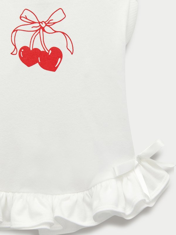 Pomelo Pomelo Pawmelo Dog And Cat Ruffle Trim Top - White