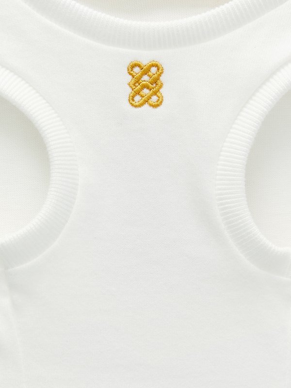 Pomelo Pomelo Pawmelo Dog And Cat Ruffle Trim Top - White