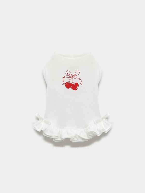 pomelo Pomelo Pawmelo Dog and Cat Ruffle Trim Top - White