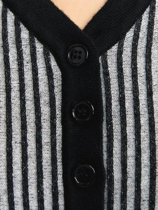 Pomelo Pomelo Pin Stripe Woven Knitted Cardigan - Black/White