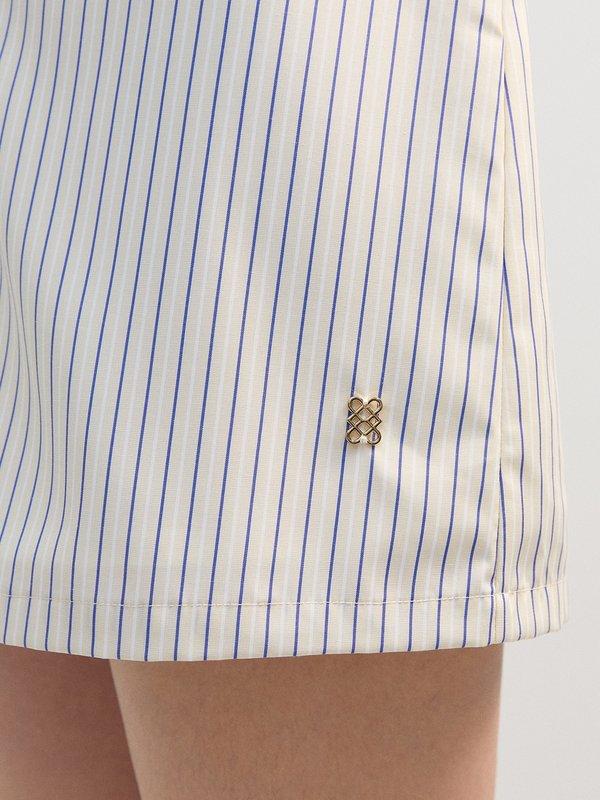 Pomelo Pomelo Pinstripe Sleeveless Button Mini Dress - White