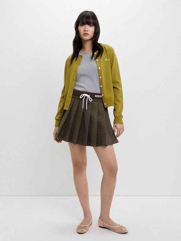 Pomelo Pomelo Pleated Drawstring Layered Skirt - Brown