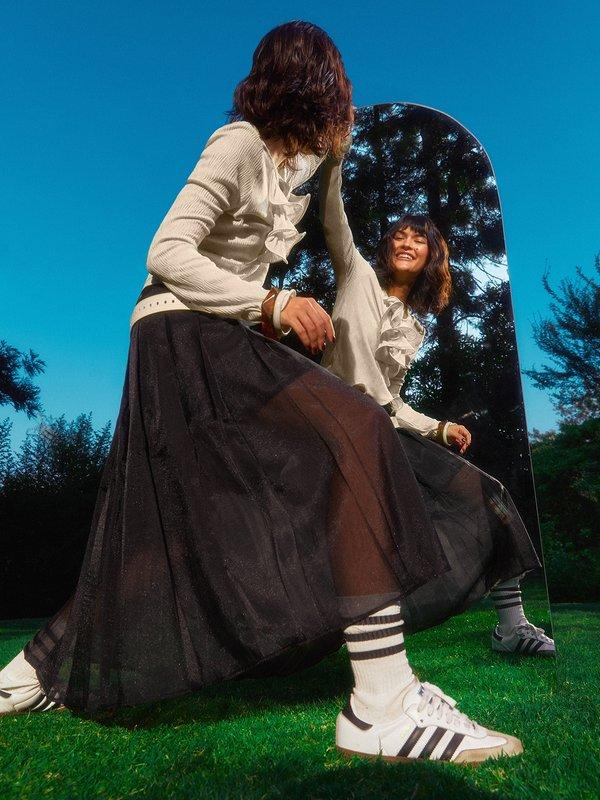 Pomelo Pomelo Pleated Layered Skirt With Belt - Black