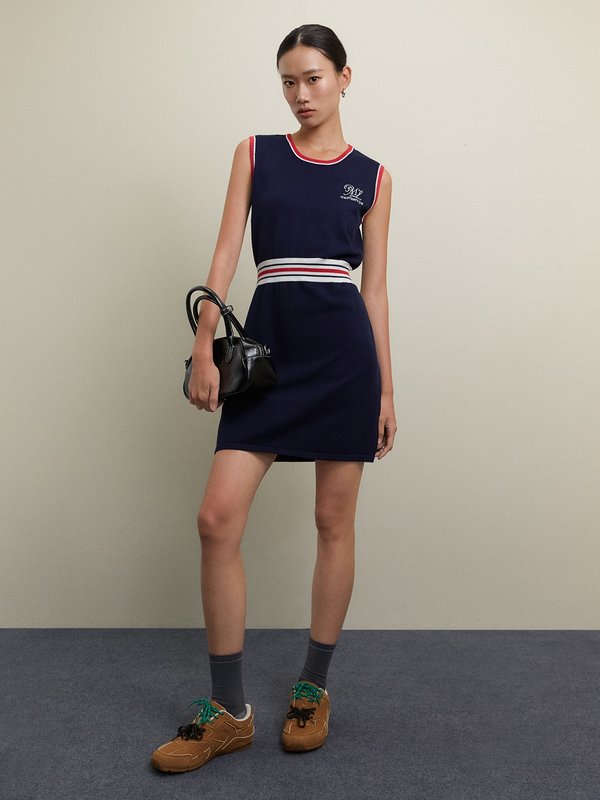 Pomelo Pomelo PML Contrast Trim Knit Dress - Multi Color