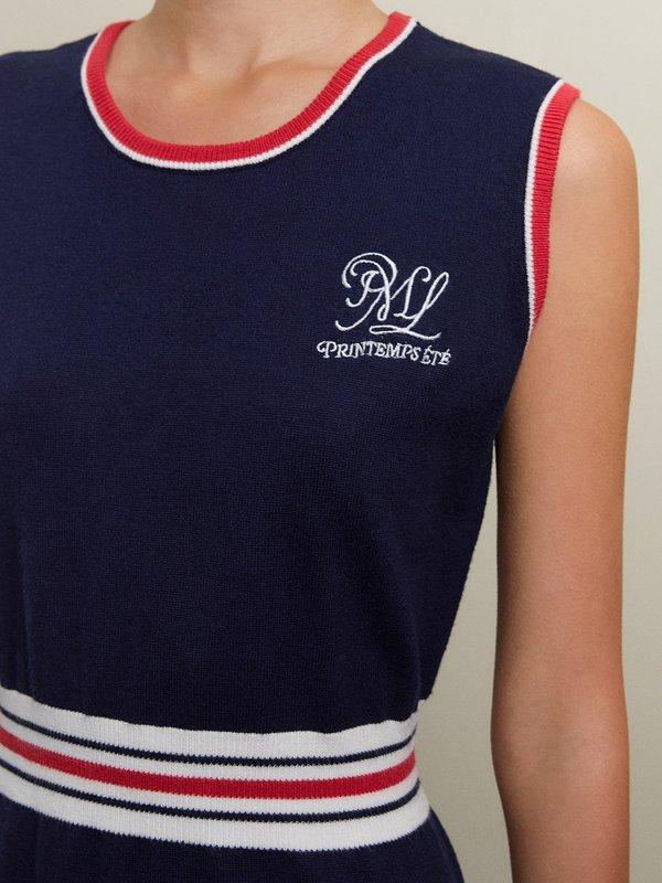 Pomelo Pomelo PML Contrast Trim Knit Dress - Multi Color