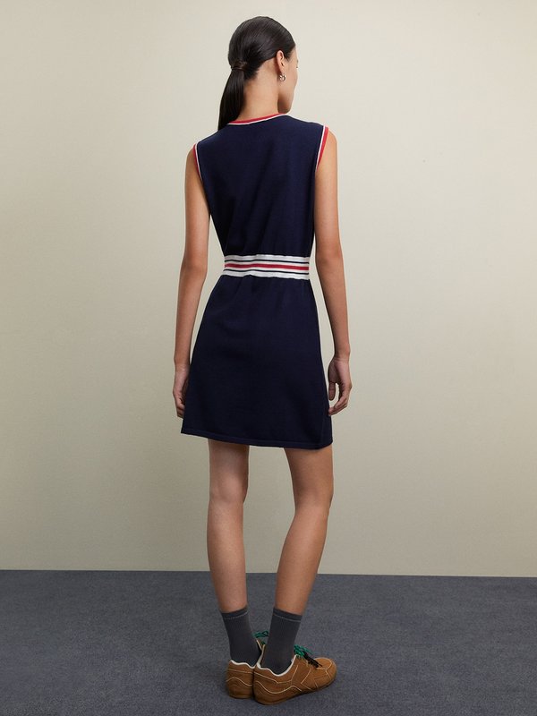 Pomelo Pomelo PML Contrast Trim Knit Dress - Multi Color