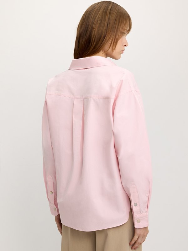 Pomelo Pomelo Pocketed Oversized Roll Sleeve Shirt - Light Pink