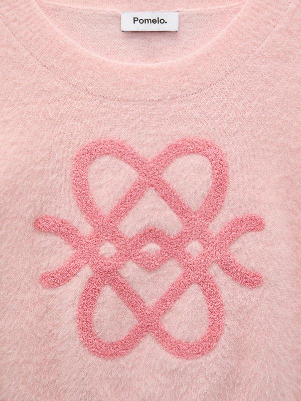 Pomelo Pomelo Anagram Knit Crop Sweater - Light Pink