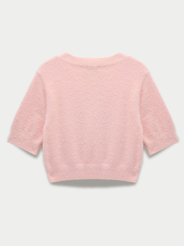 Pomelo Pomelo Anagram Knit Crop Sweater - Light Pink