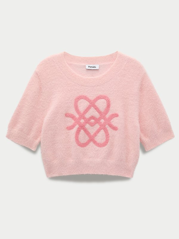 pomelo Pomelo Anagram Knit Crop Sweater - Light Pink