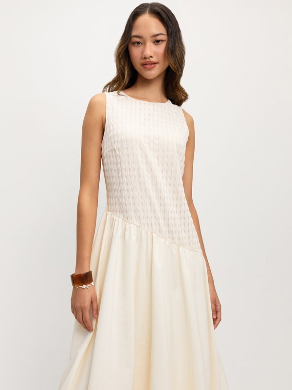 Pomelo Pomelo Asymmetric Bubble Skirt Dress - Nude