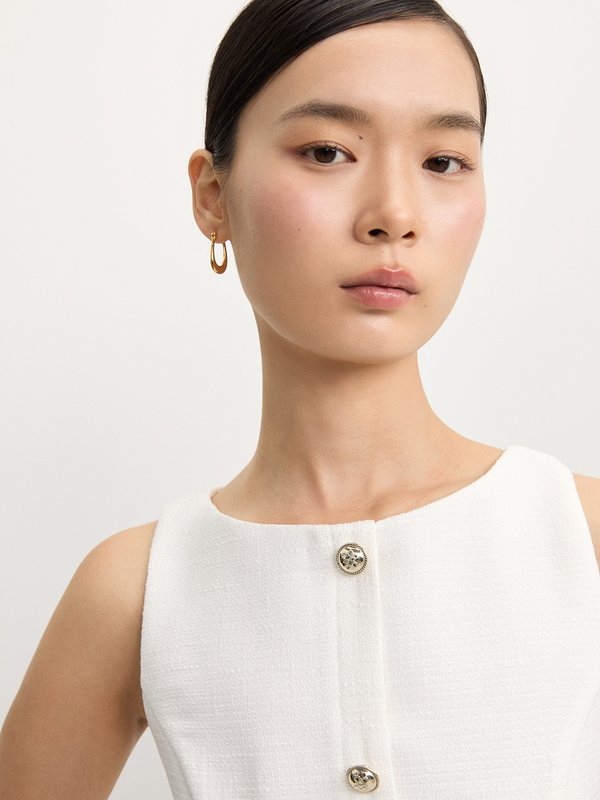 Pomelo Pomelo Asymmetric Button Dress - White