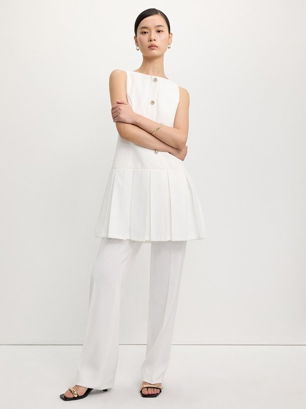 Pomelo Pomelo Asymmetric Button Dress - White