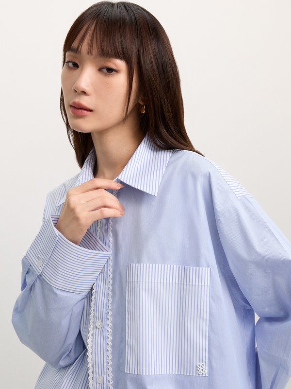 Pomelo Pomelo Asymmetric Button-Up Shirt - Blue