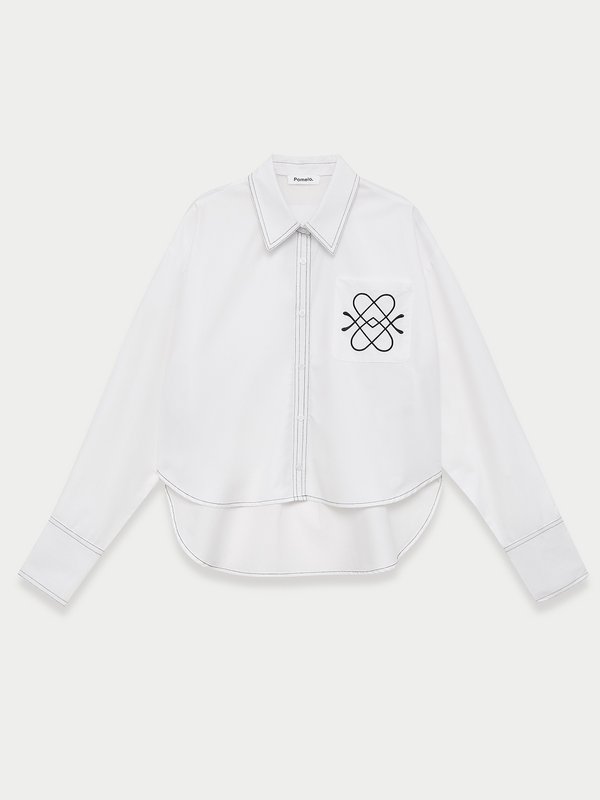 Pomelo Pomelo Asymmetric Button-Up Shirt - White