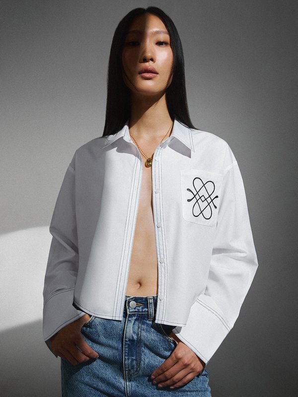 pomelo Pomelo Asymmetric Button-Up Shirt - White