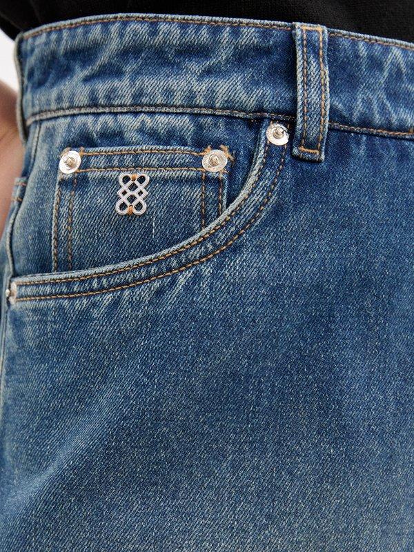 Pomelo Pomelo Asymmetric Denim Skort - Blue