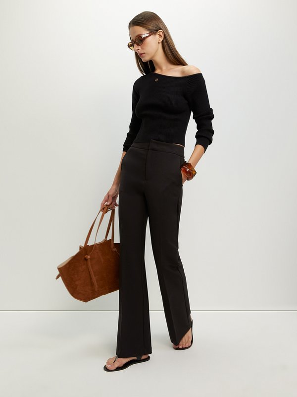 Pomelo Pomelo Asymmetric Knit Top - Black