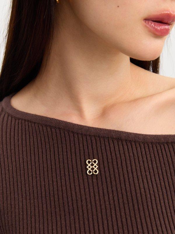 Pomelo Pomelo Asymmetric Knit Top - Brown