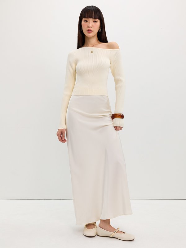 Pomelo Pomelo Asymmetric Knit Top - Off-White