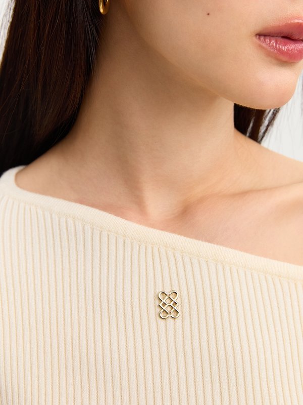 Pomelo Pomelo Asymmetric Knit Top - Off-White