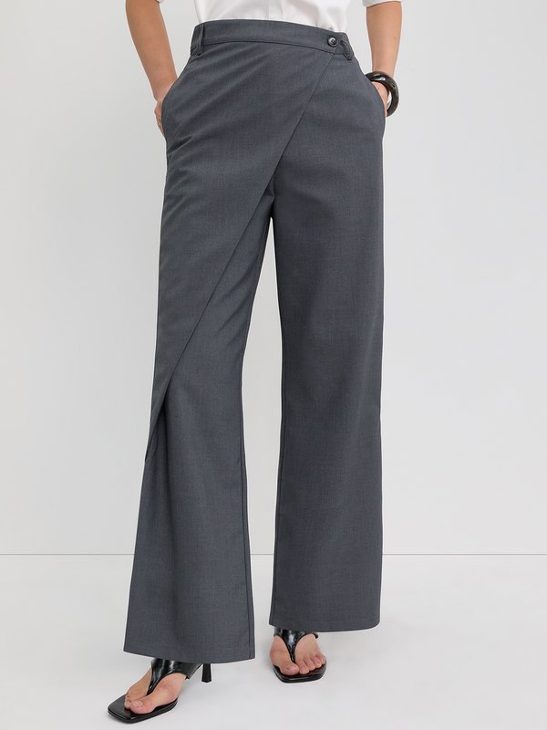 Pomelo Pomelo Asymmetric Layered Pants - Mid Grey